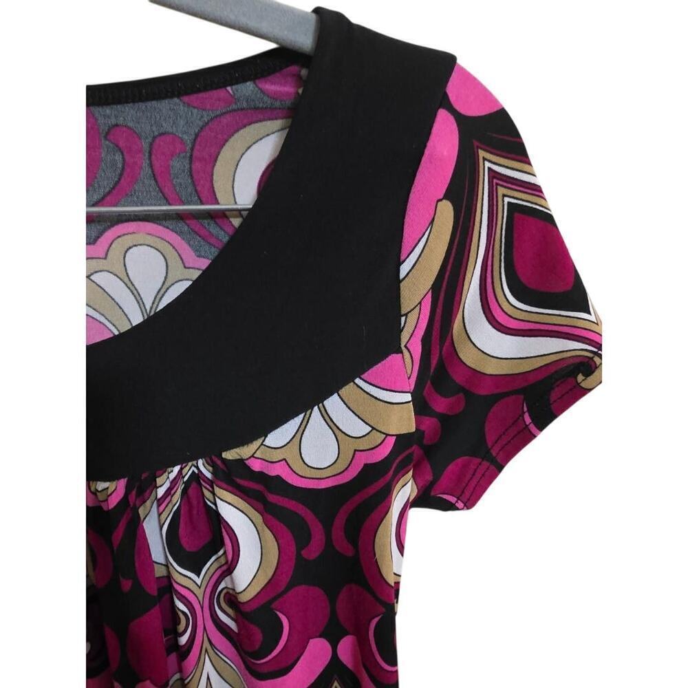 Love Me Kiss Me USA Retro Print Mini Dress Pink Black Geometric Size M - Picture 3 of 5